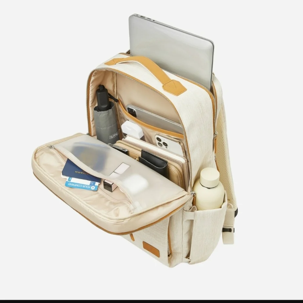 NEW Nordace Siena Pro 17 Backpack- Beige - Picture 2 of 8